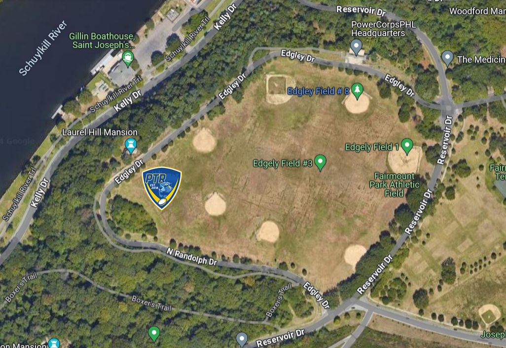 map showing PTR location in Edgley atheltics fields